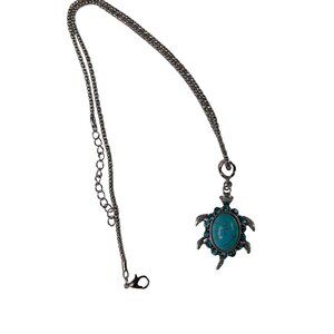 Turquoise Rhinestone Turtle Pendant Necklace Women Lady Jewelry Fashion Boho u